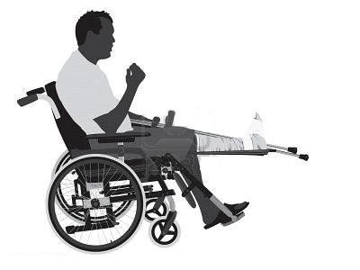 כסא גלגלים עם רגלית ישרה לשבר